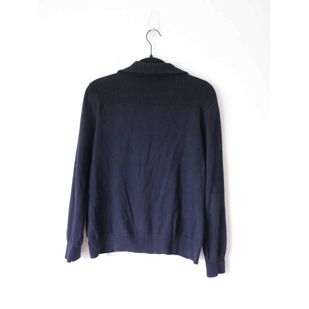 Lauren Ralph Lauren Black Cotton Mock Neck Button Sweater‎ XL Ribbed Knit - Picture 8 of 8
